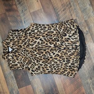 Crown & Ivy Leopard Print Lightweight Quilted Puffer Vest, Size XS